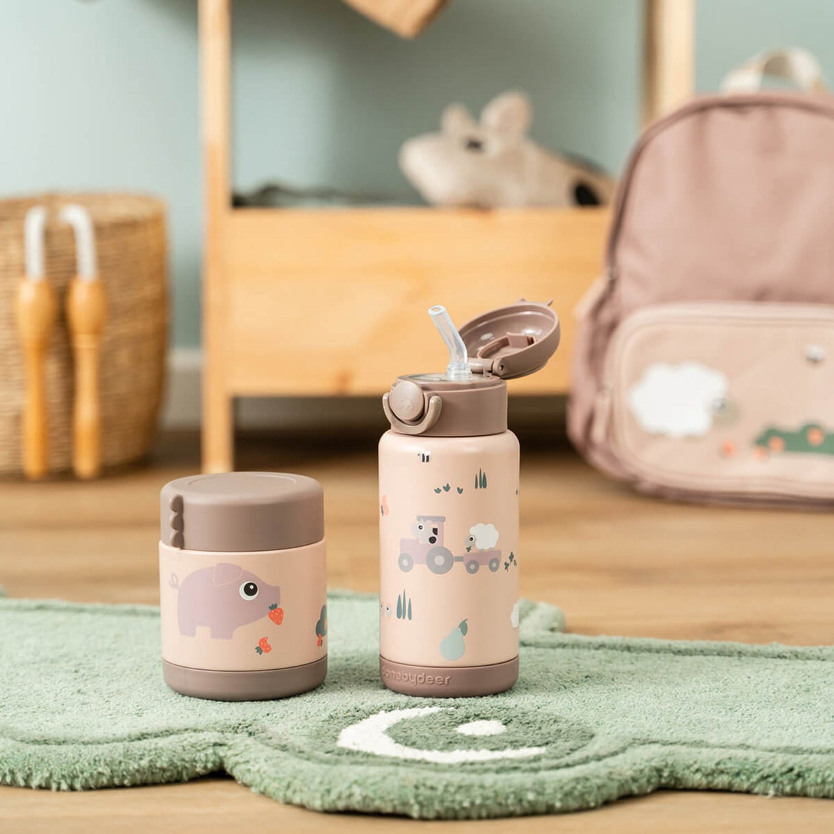 DonebyDeer Powder Tiny Farm Insulated Straw Bottle