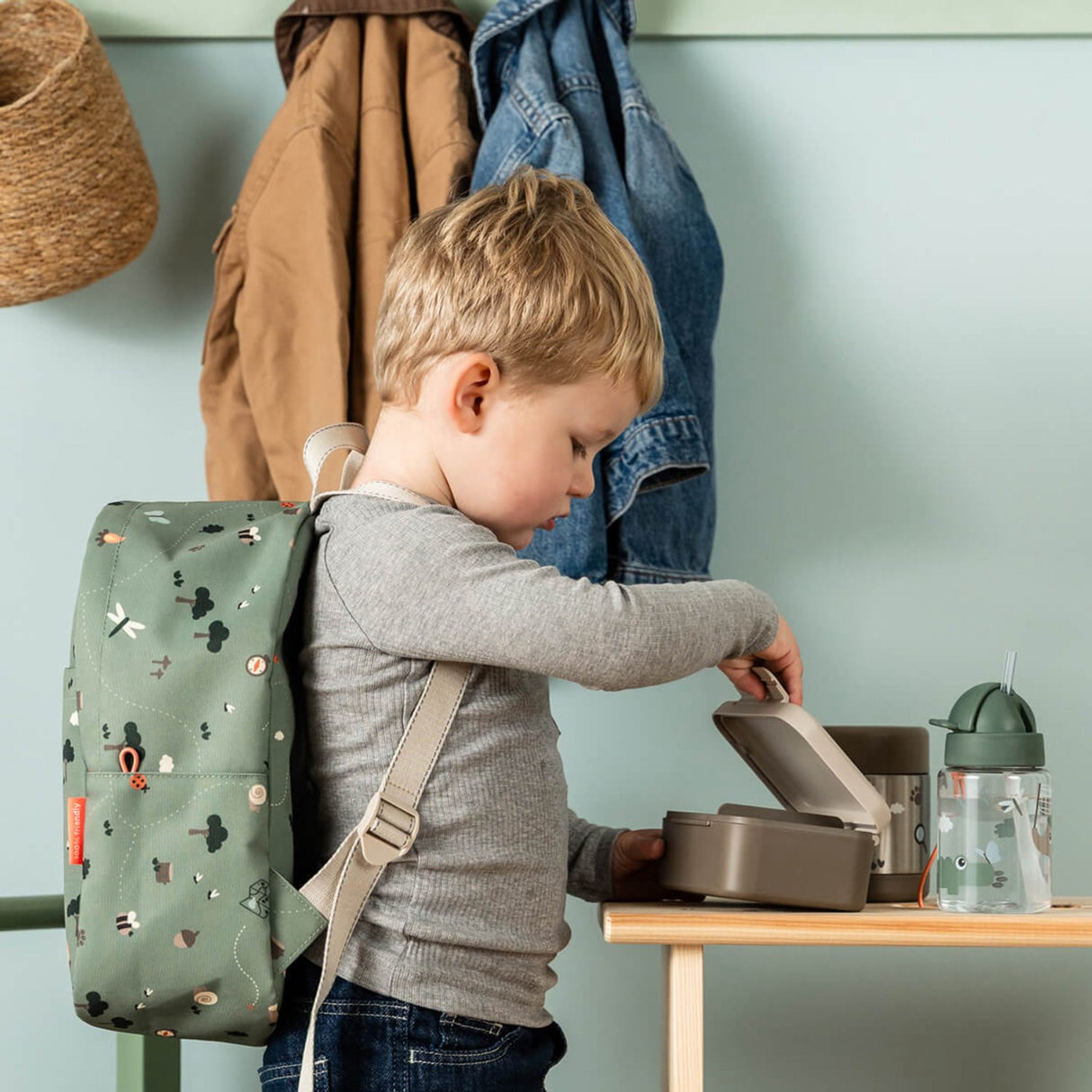 DonebyDeer Green Tiny Trails Kids Backpack