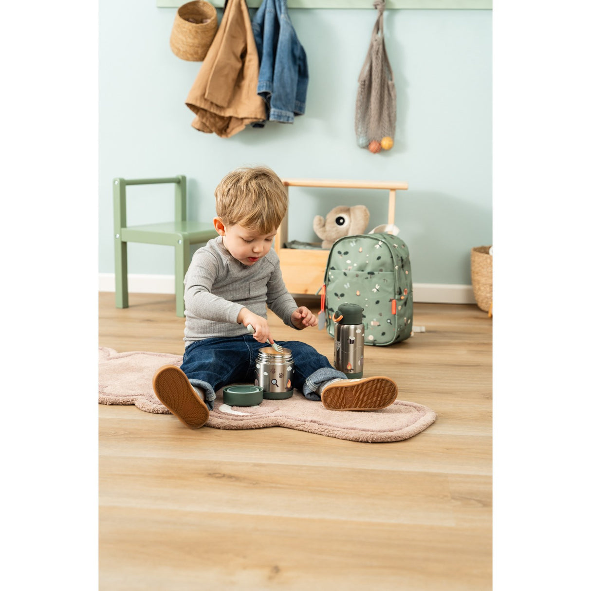 DonebyDeer Green Tiny Trails Kids Backpack