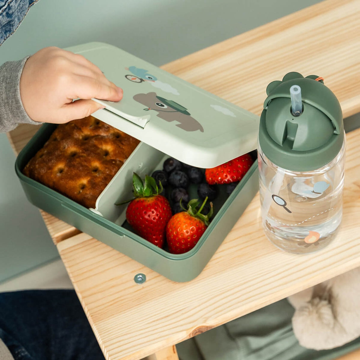 DonebyDeer Green Tiny Trails Lunch Box With Divider