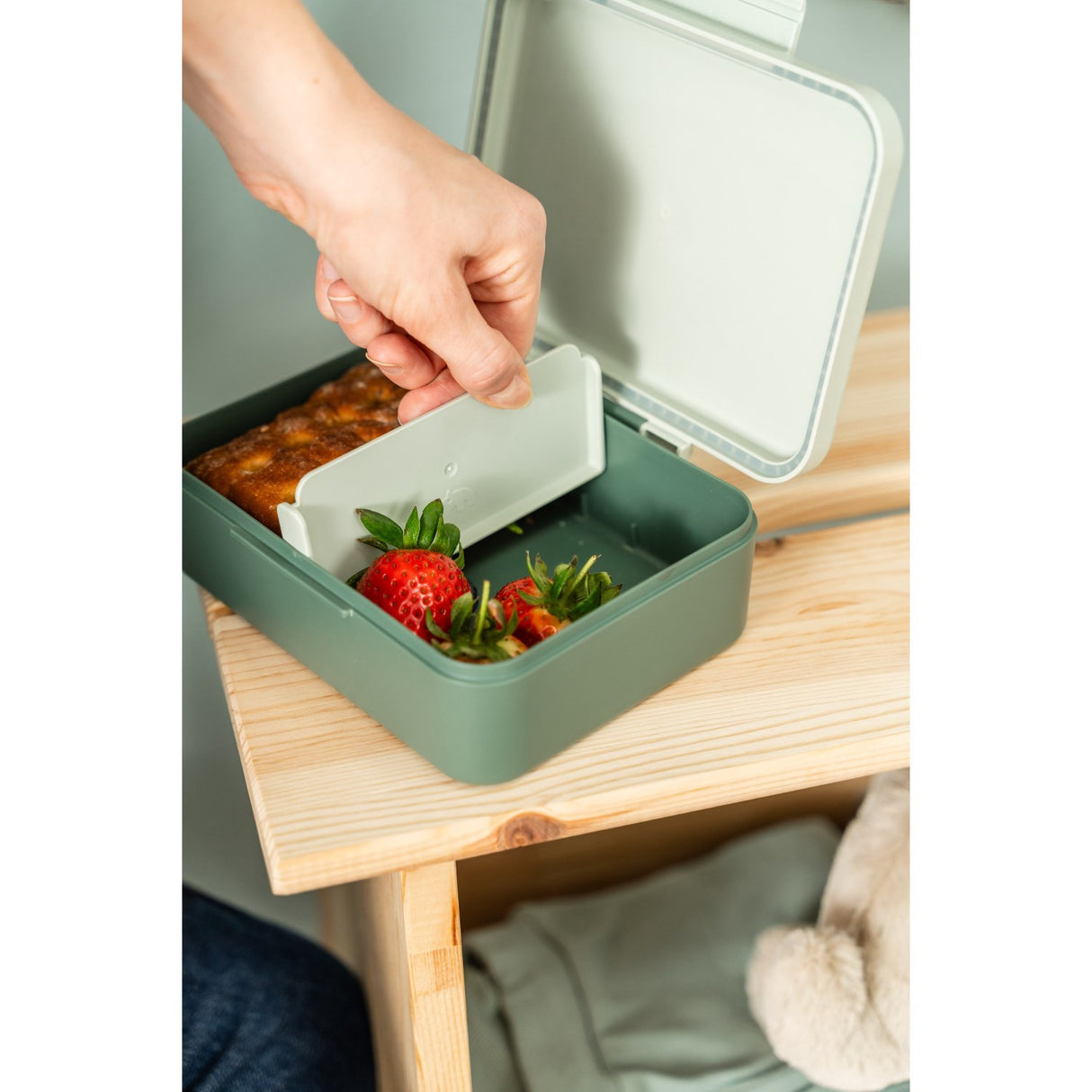 DonebyDeer Green Tiny Trails Lunch Box With Divider