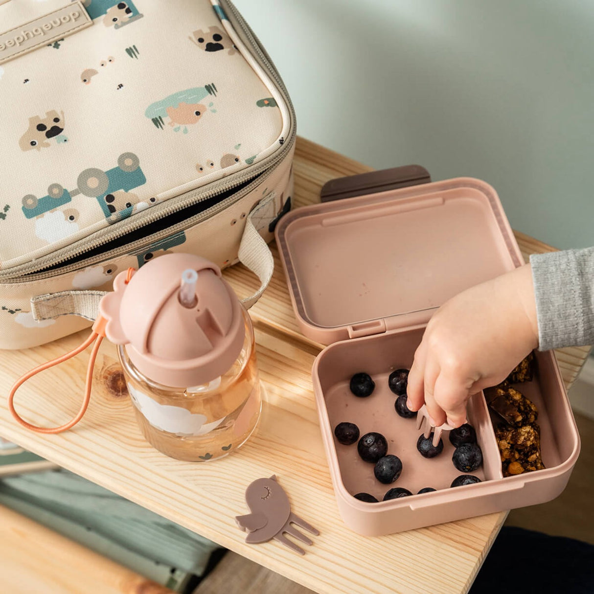 DonebyDeer Powder Tiny Farm Tiny Lunch Box With Snack Picks