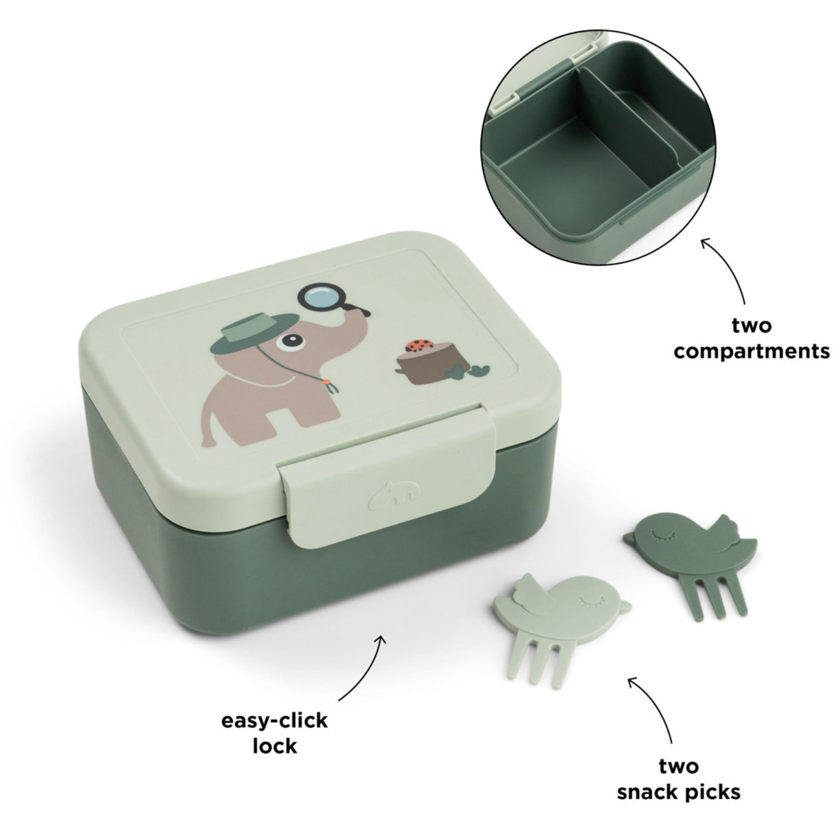 DonebyDeer Green Tiny Trails Tiny Lunch Box With Snack Picks