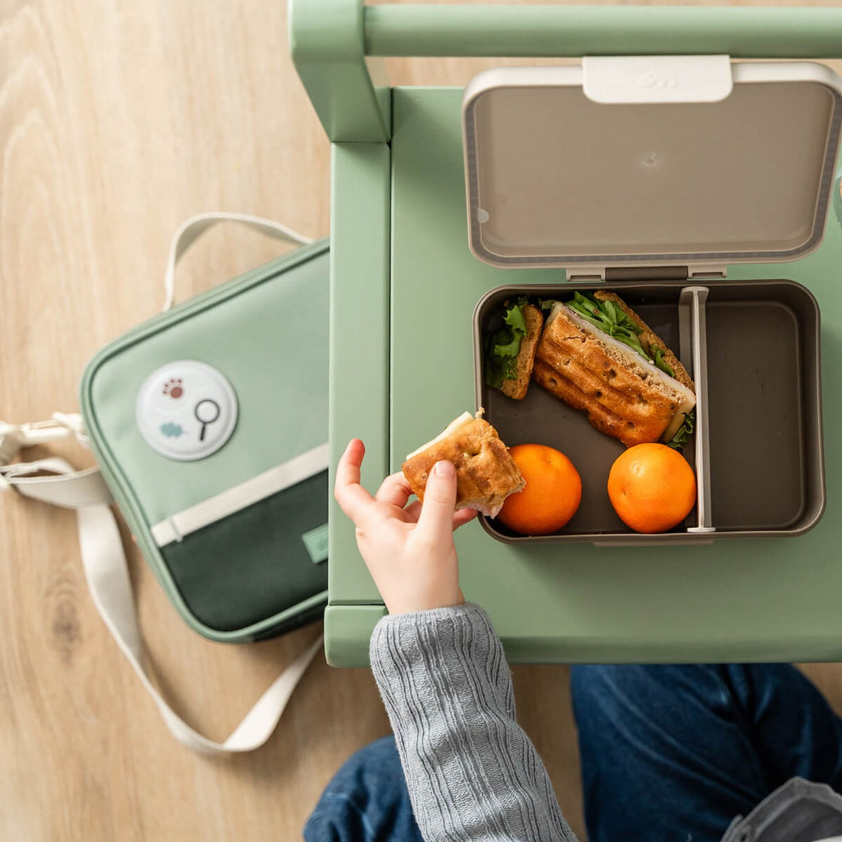 DonebyDeer Green Tiny Trails Insulated Lunch Bag