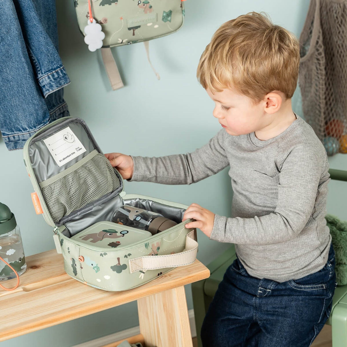 DonebyDeer Green Tiny Trails Tiny Insulated Lunch Bag