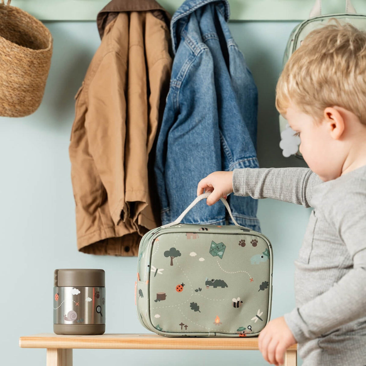 DonebyDeer Green Tiny Trails Tiny Insulated Lunch Bag