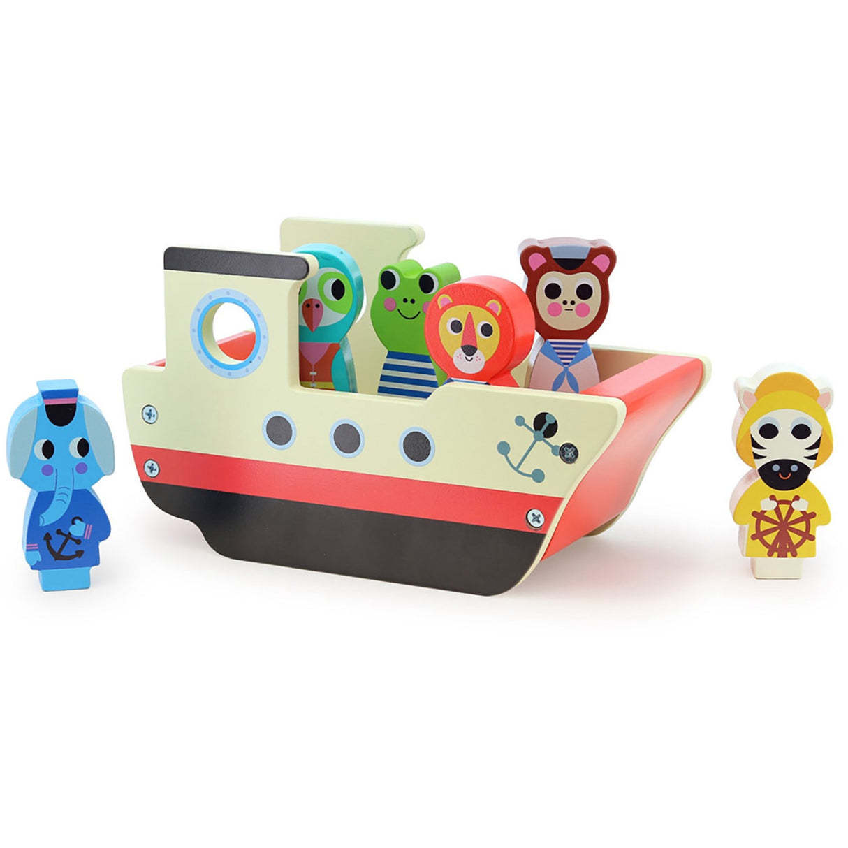 Vilac sound boat with 6 animal figures
