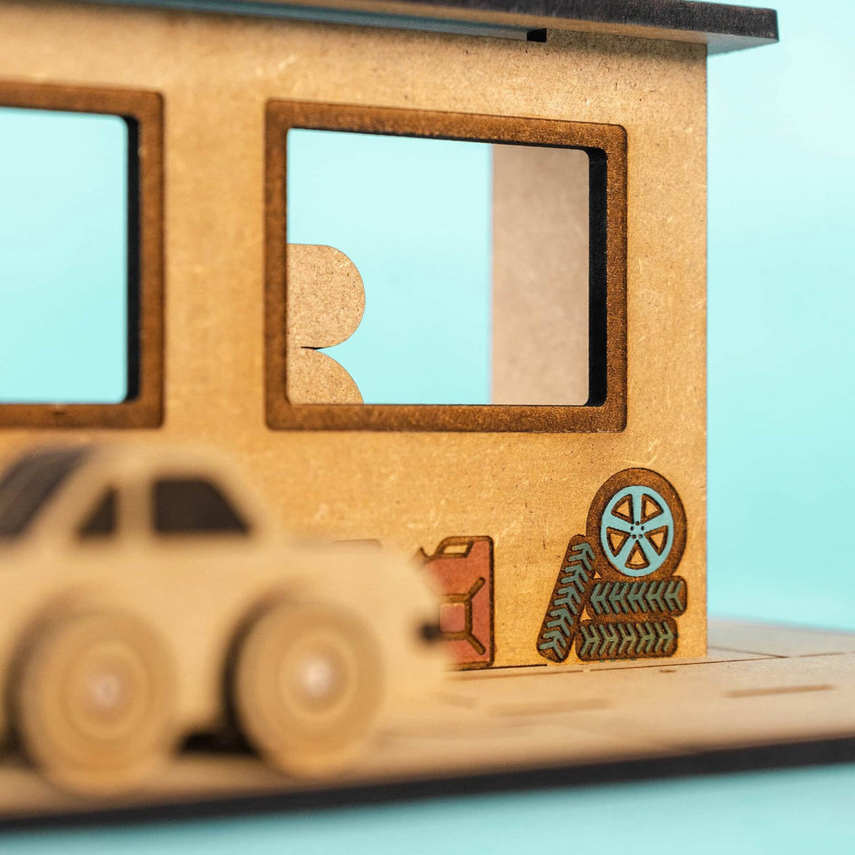 Crateit Town Wooden Toy City Gas Station