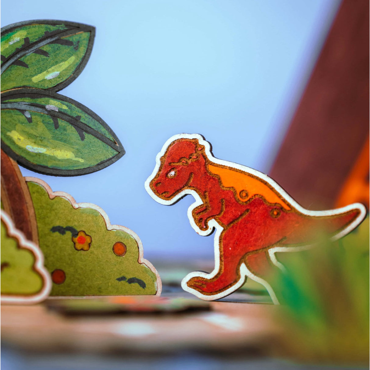 Crateit Dinosaur Wooden Toy Volcano Escape