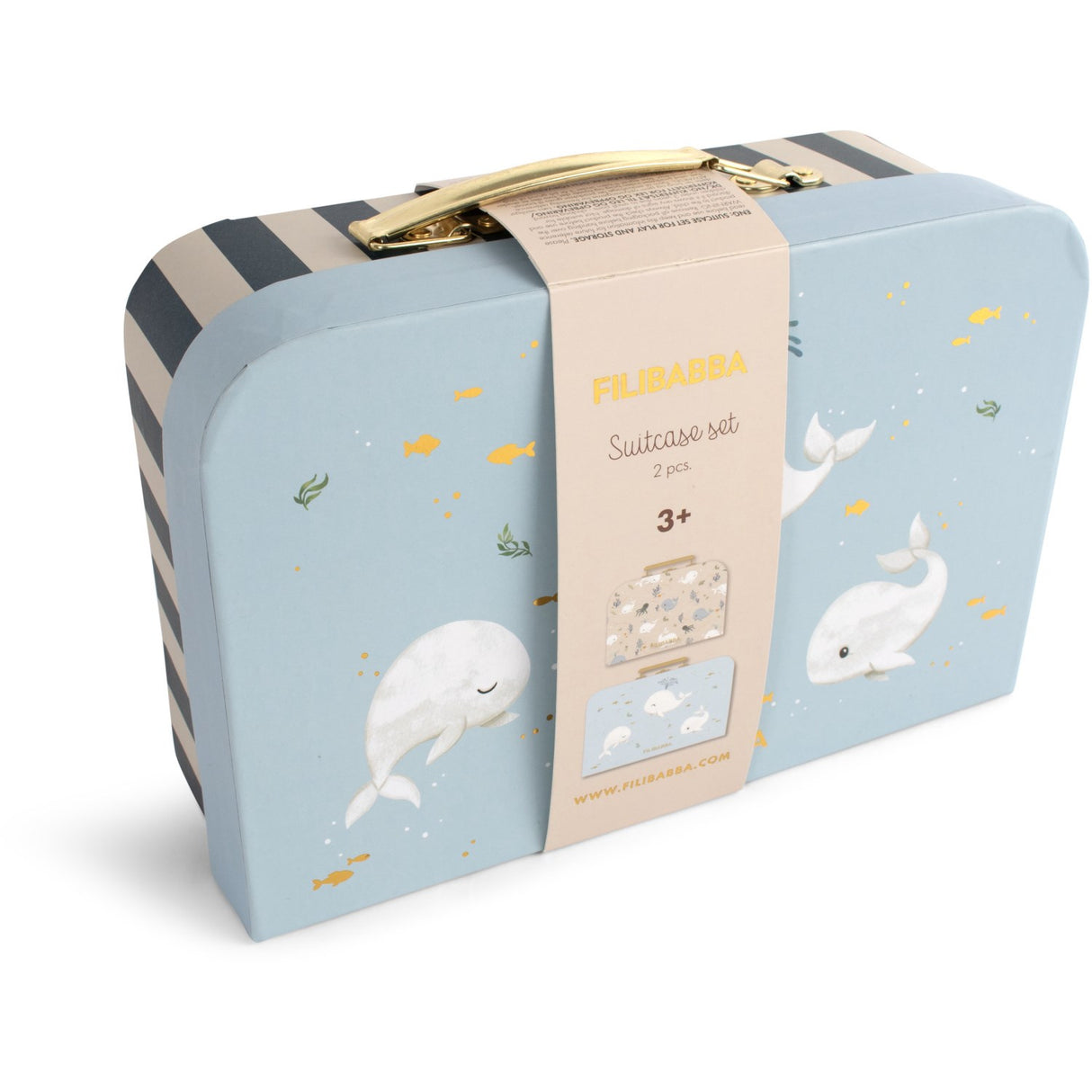 FILIBABBA Christian's Whale Tales Suitcase Set For Play And Storage 2 Pack