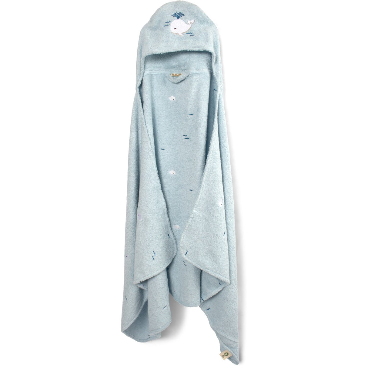 FILIBABBA Christian's Whale Tales Broderet Badehåndklæde With Hood GOTS