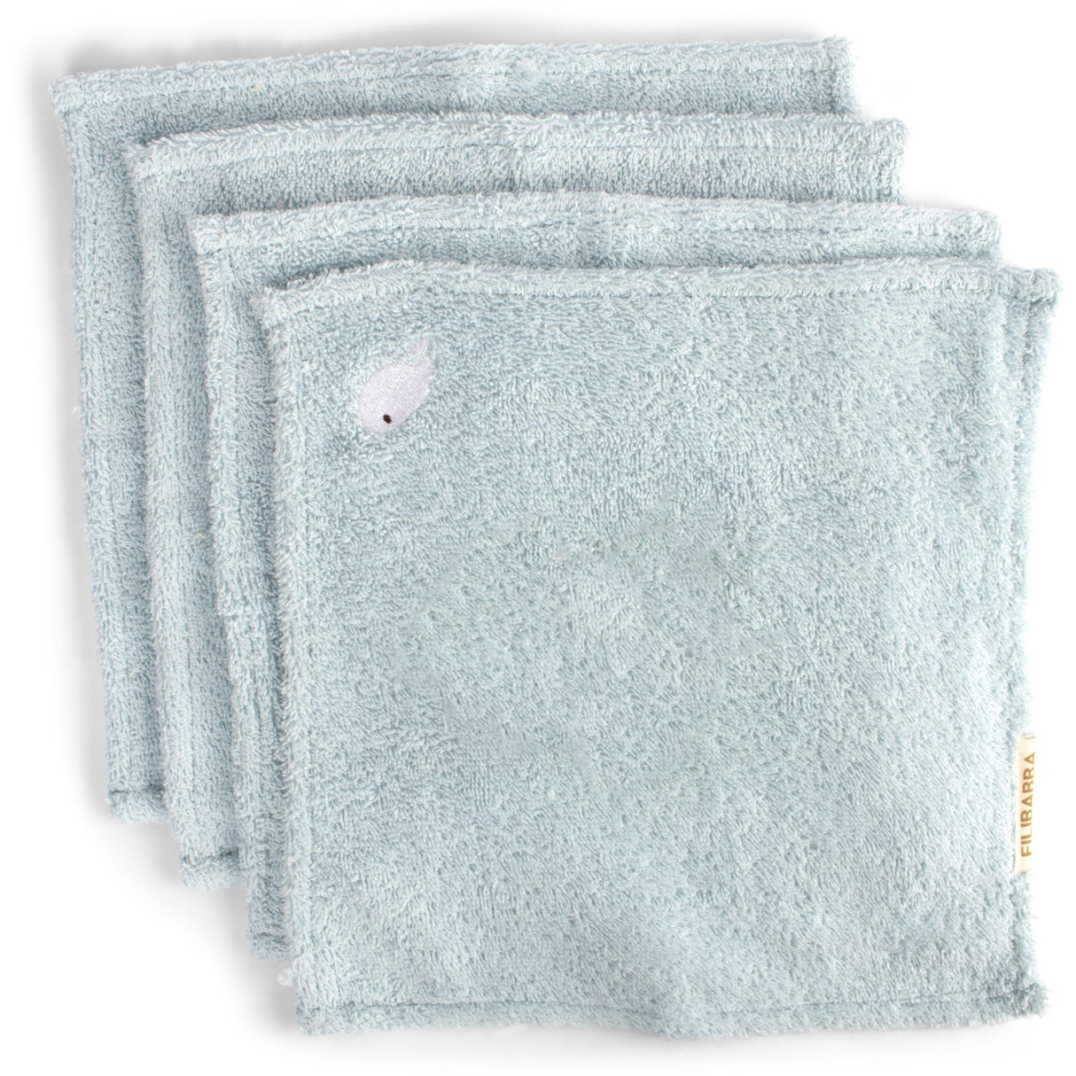 FILIBABBA Embroidered Whale Wash Cloths GOTS 4 Pack