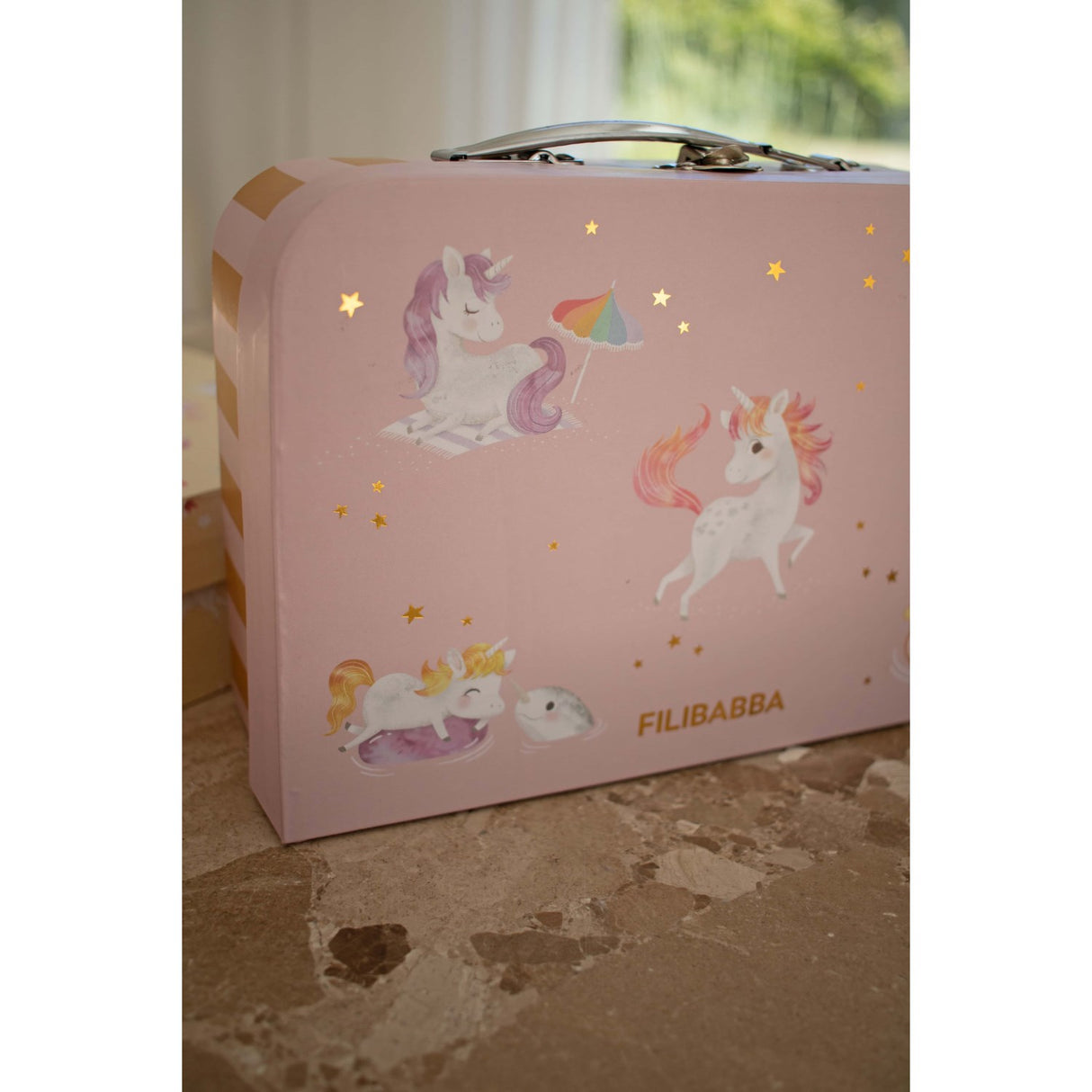 FILIBABBA Unicorn Shores Suitcase Set For Play And Storage 2 Pack