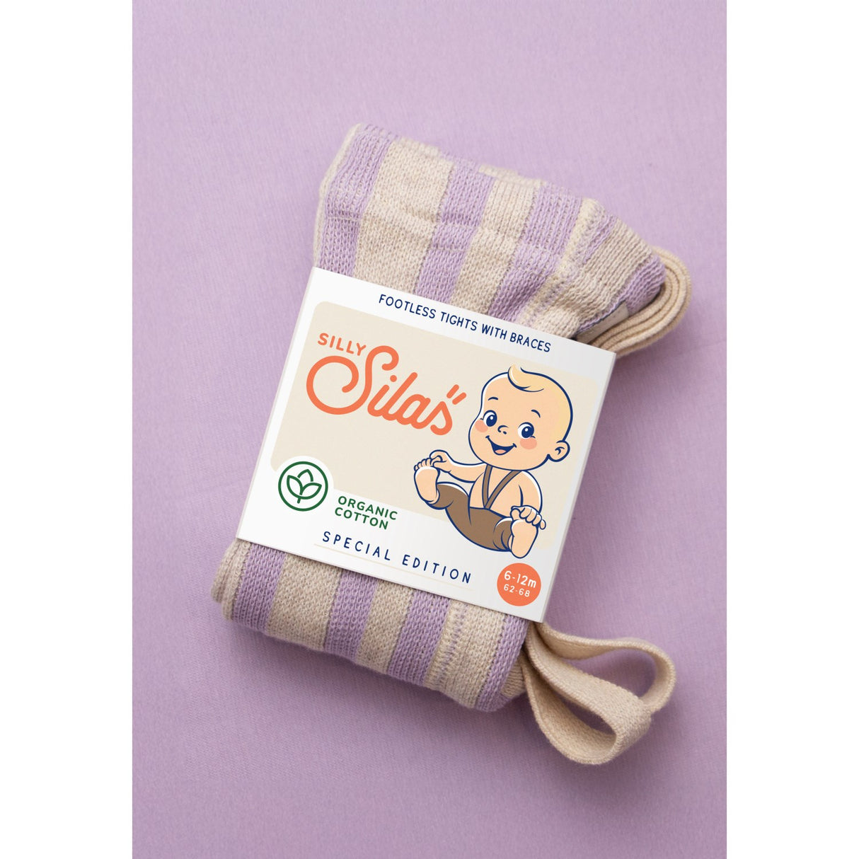 Silly Silas Lavender X Cream Striped Footless Tights Special Edition