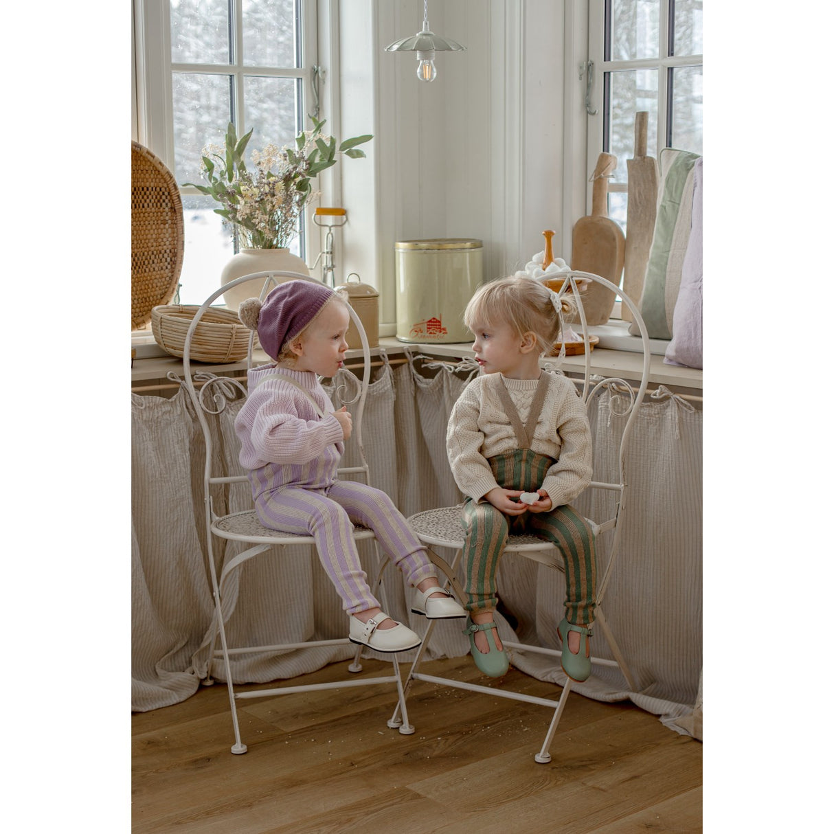 Silly Silas Lavender X Cream Striped Footless Tights Special Edition