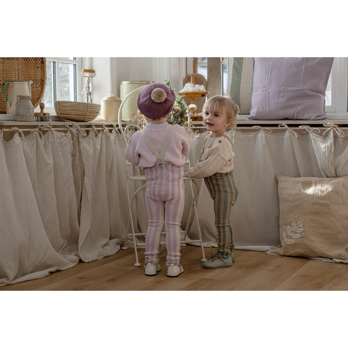 Silly Silas Lavender X Cream Striped Footless Tights Special Edition