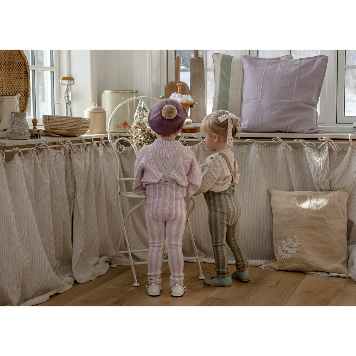 Silly Silas Lavender X Cream Striped Footless Tights Special Edition