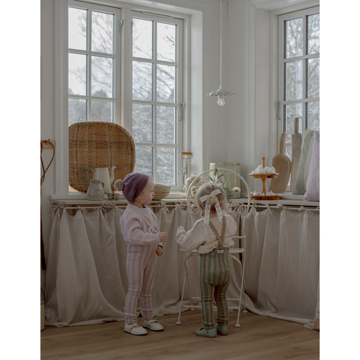 Silly Silas Lavender X Cream Striped Footless Tights Special Edition