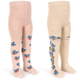 Konges Sløjd Amarena/Tramonto 2 Pack Flower And Cherry Jacquard Tights