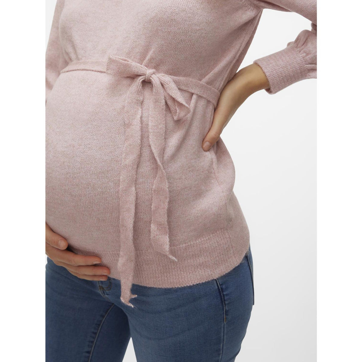 Mama;licious Misty Rose Melange Mlnewanne L/S Knit Top A.