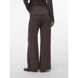Mama;licious Chocolate Brown Melange Mlkira Wide Jrs Pants Hw