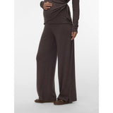 Mama;licious Chocolate Brown Melange Mlkira Wide Jrs Pants Hw