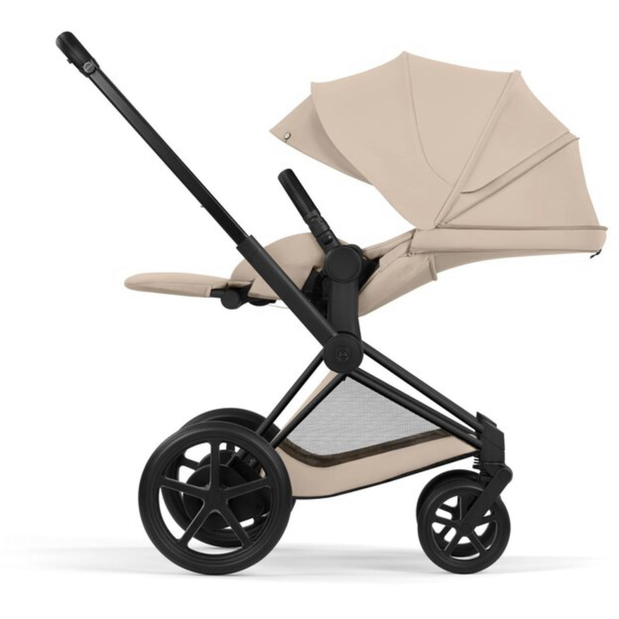Cybex Cozy Beige/Beige Epriam Comfort Matt Black Inklusiv Foldbar Liggedel