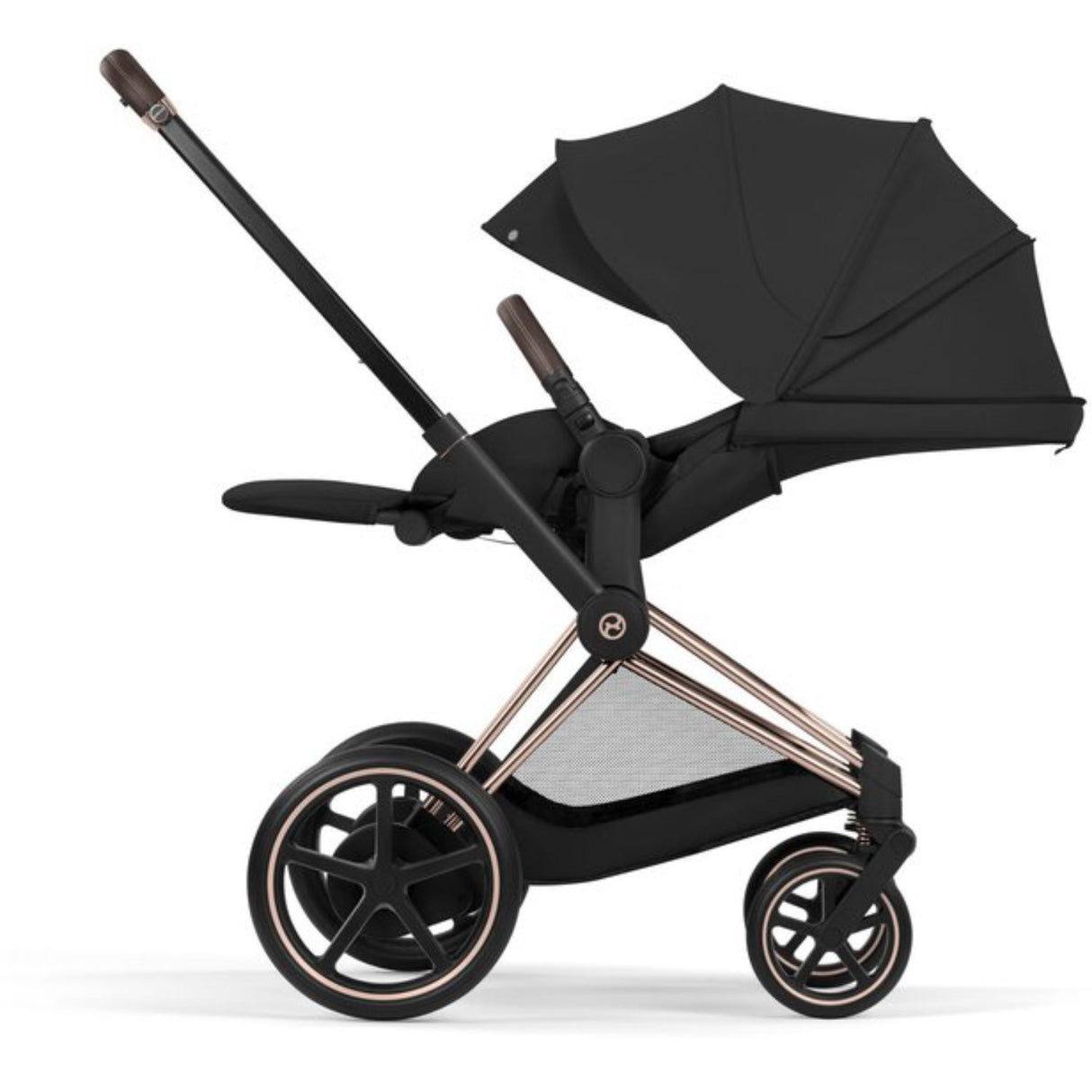 Cybex Sepia Black/Black Epriam Comfort Rosegold Inklusiv Foldbar Liggedel