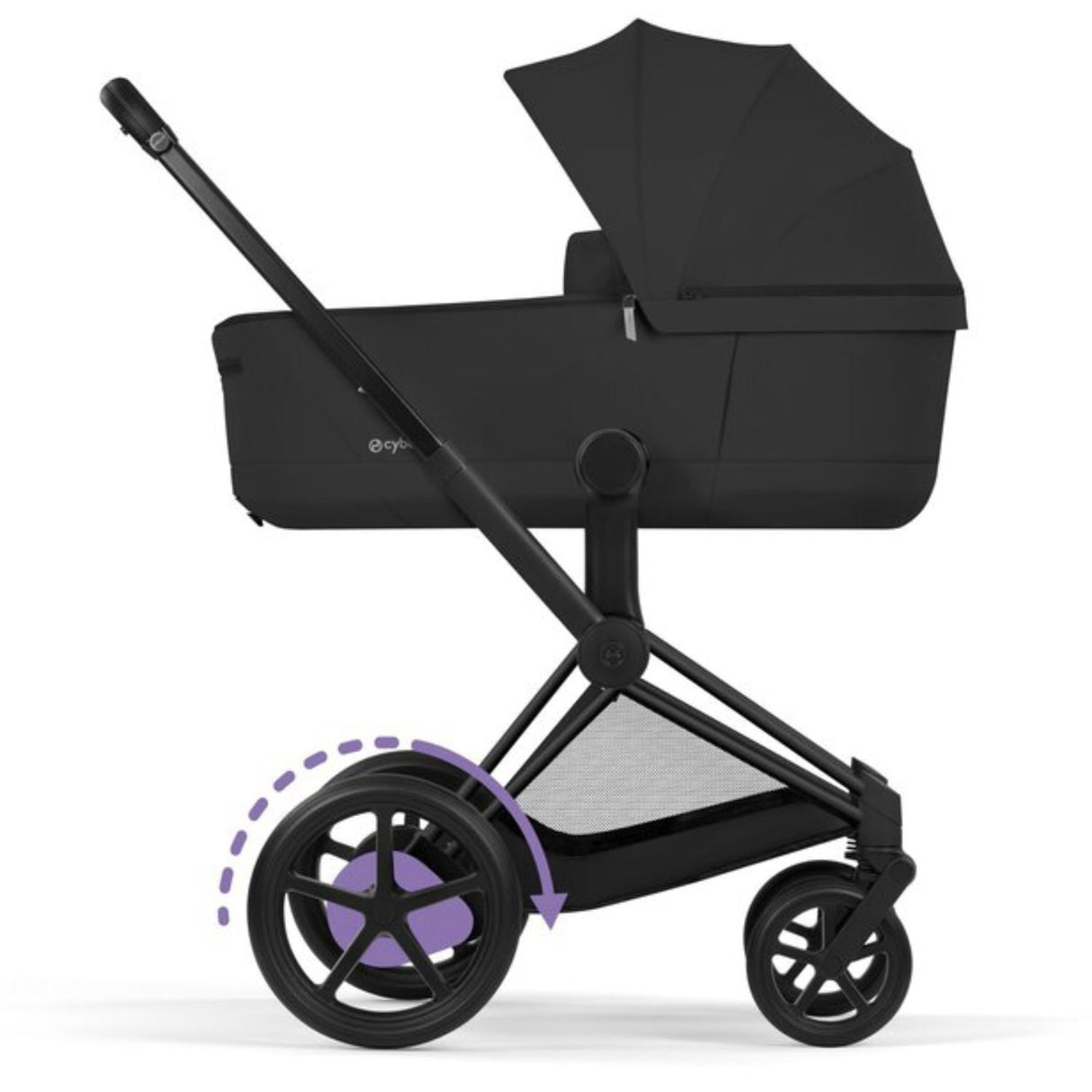 Cybex Sepia Black/Black Epriam Comfort Matt Black Inklusiv Foldbar Liggedel