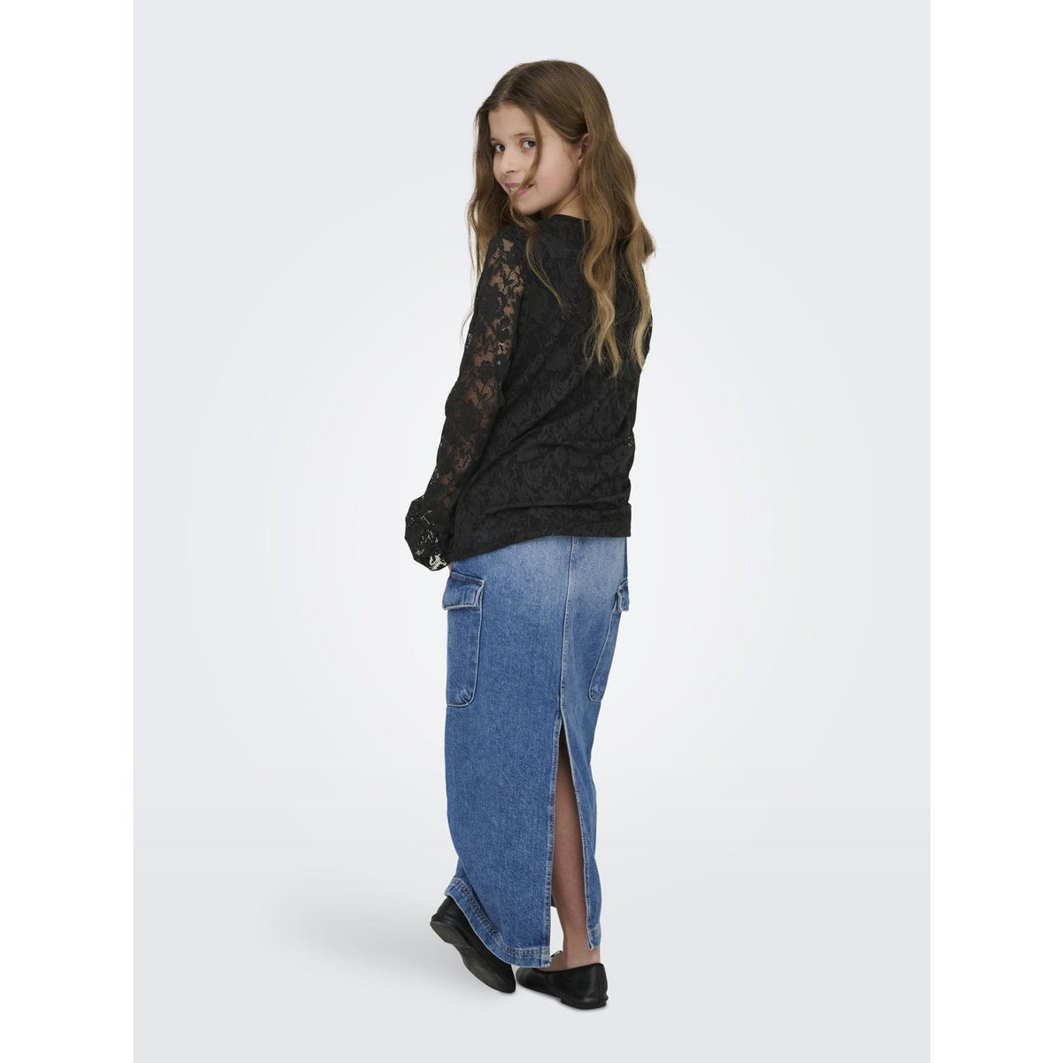 kids ONLY Black Kogtoos L/S Lace Top Jrs