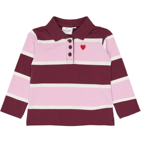 THE NEW Siblings Burgundy Striped Tn Tnstvidalia L_S Pique Polo