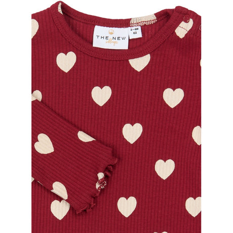 THE NEW Siblings Rio Red AOP Tn Tnsbholiday Red Heart L_S Rib Jumpsuit