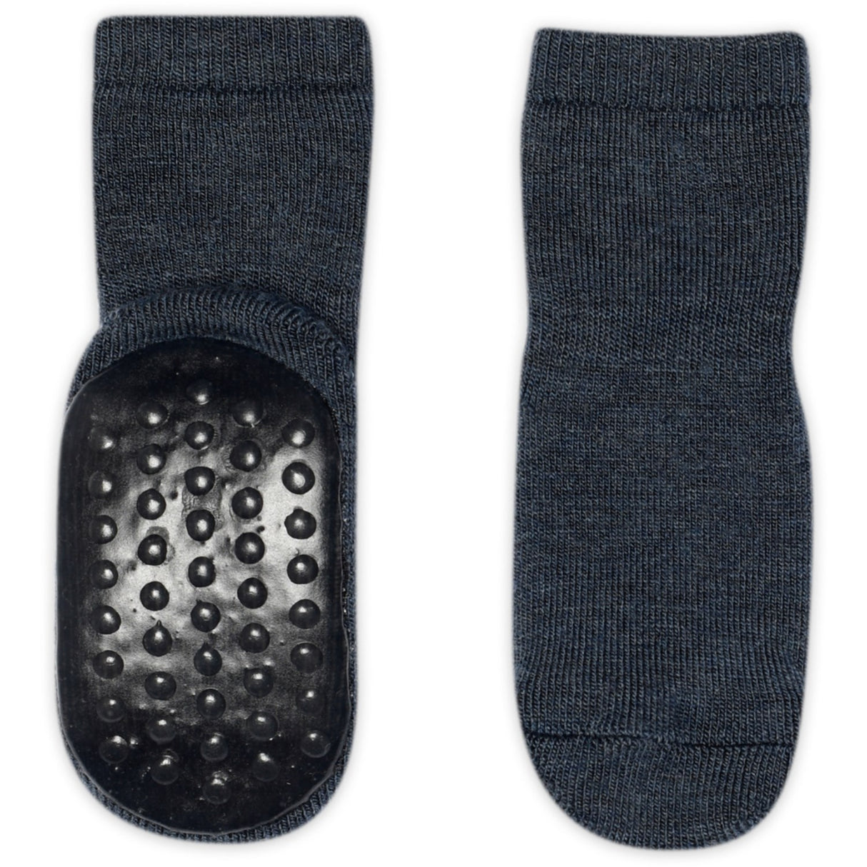 Gobabygo Dark Denim Melange Wool Socks Anti-Slip