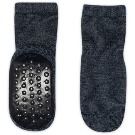 Gobabygo Dark Denim Melange Wool Socks Anti-Slip
