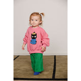 Mini Rodini Pink Cat Chenille Sweatshirt