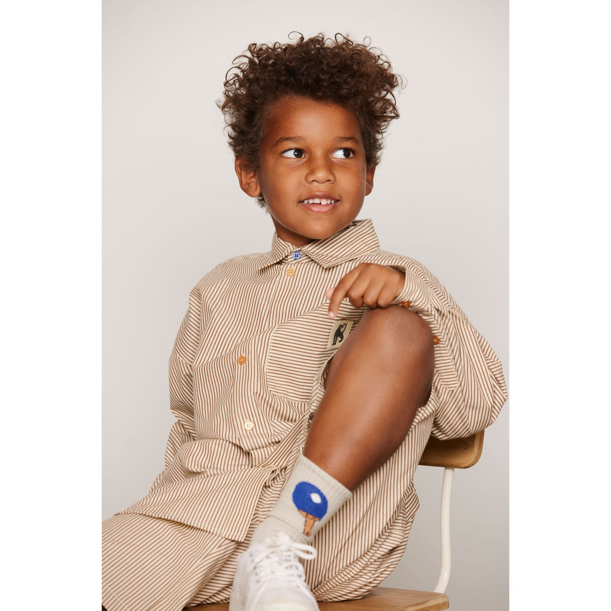 Mini Rodini Brown Poplin Yd Ls Shirt