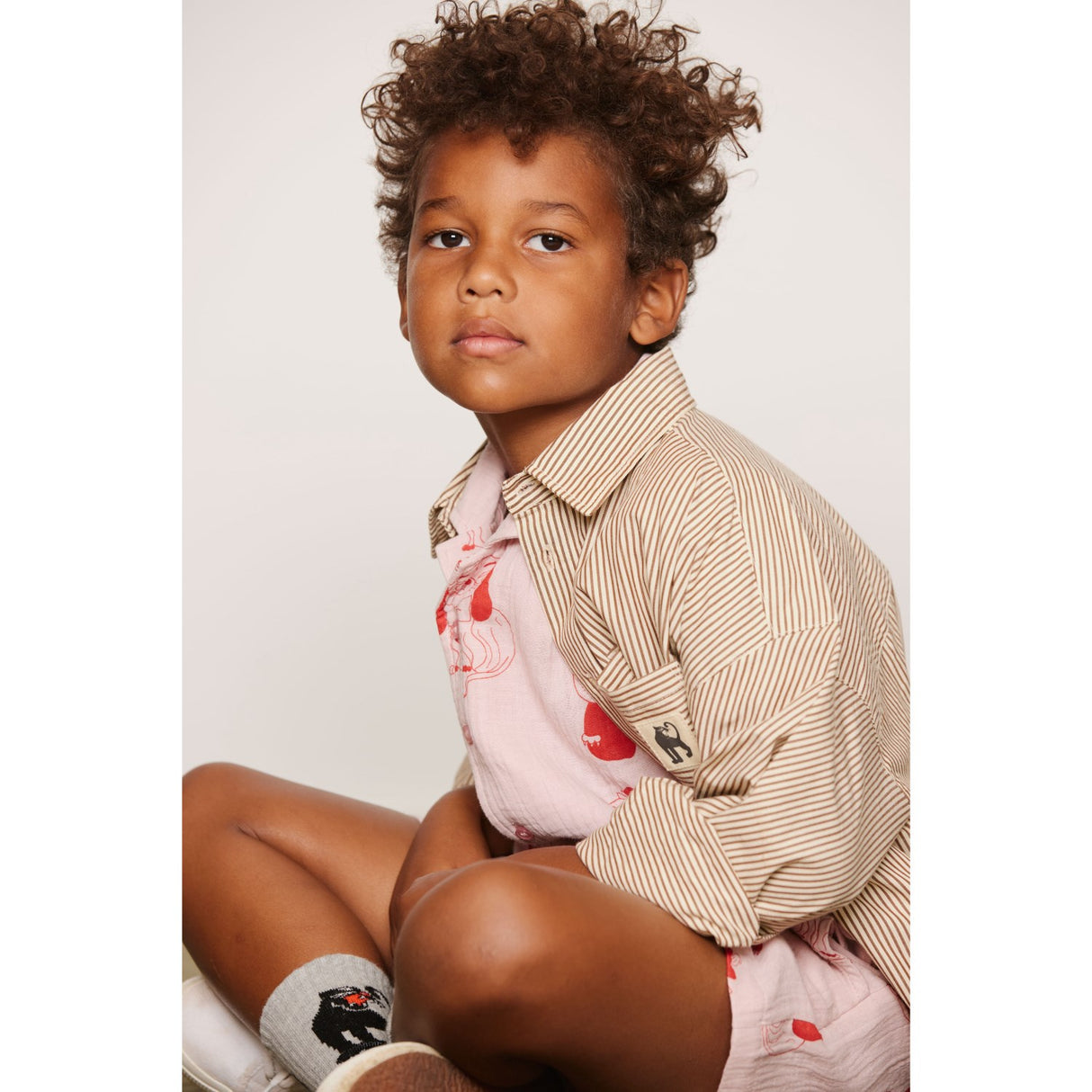 Mini Rodini Brown Poplin Yd Ls Shirt