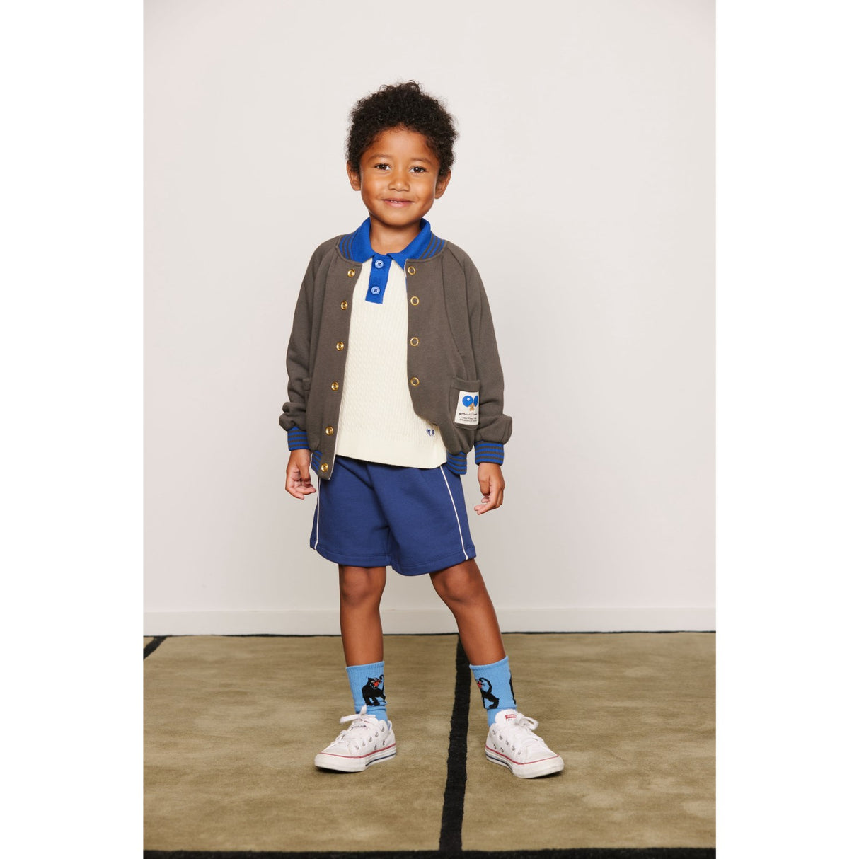 Mini Rodini Off-White Cable Knit Polo Shirt