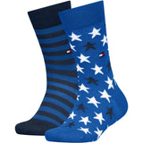 Tommy Hilfiger Bright Blue Kids Socks 2-Pack Stars And Stripes