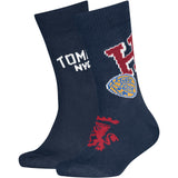 Tommy Hilfiger Navy Kids Socks 2-Pack College Patch