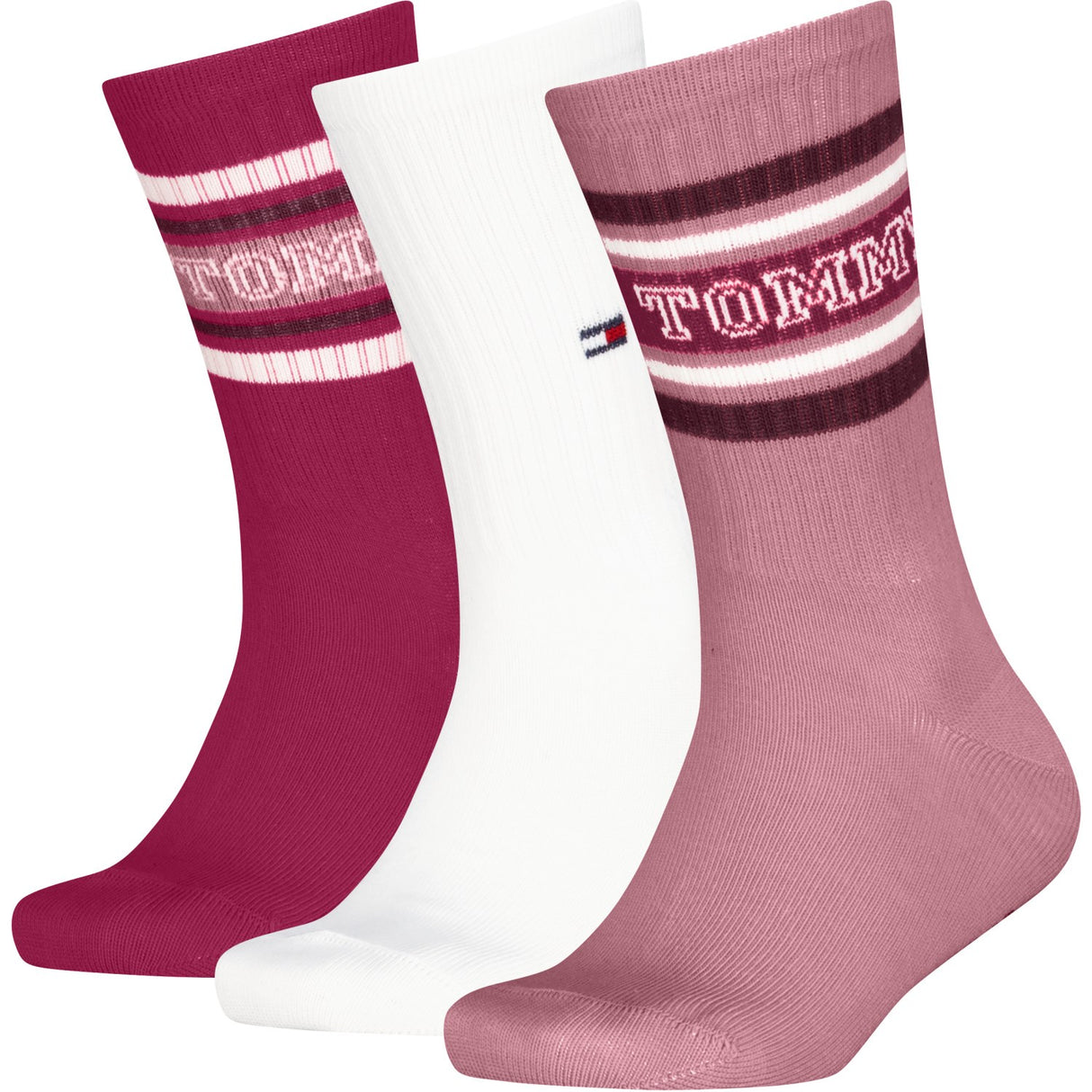 Tommy Hilfiger Pink Kids Socks 3-Pack Varsity Tommy