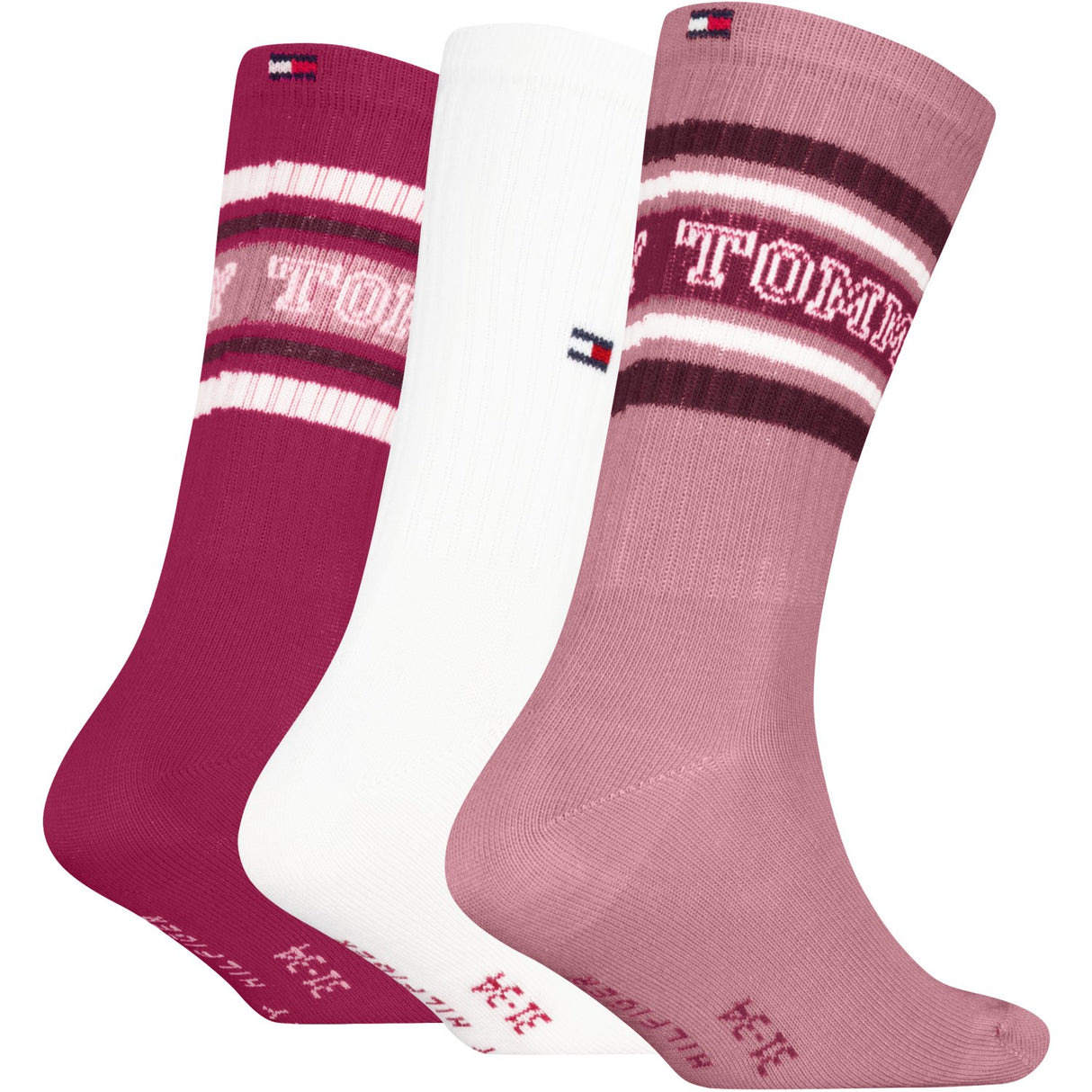 Tommy Hilfiger Pink Kids Socks 3-Pack Varsity Tommy