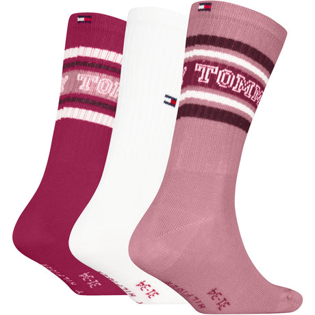 Tommy Hilfiger Pink Kids Socks 3-Pack Varsity Tommy