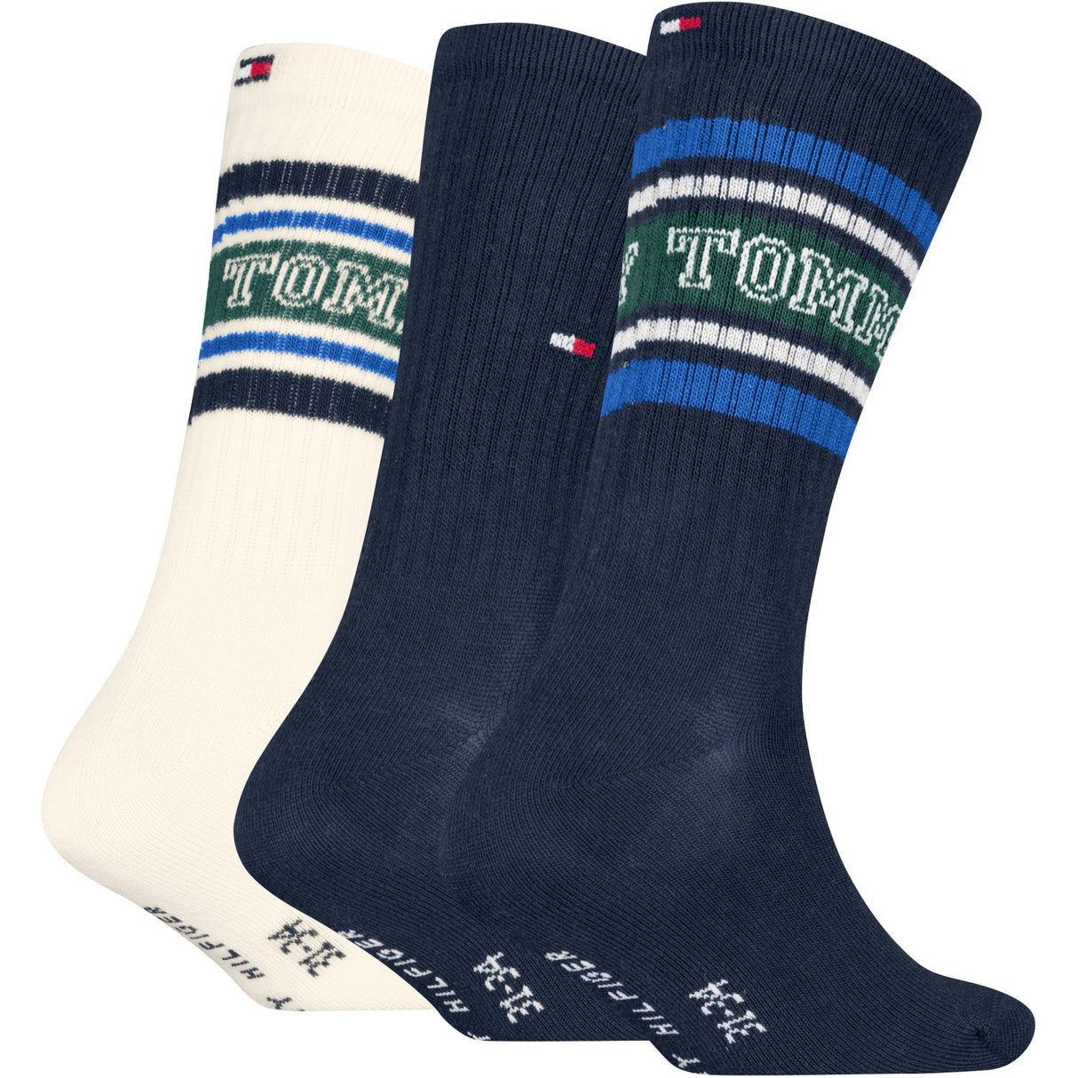Tommy Hilfiger Navy Kids Socks 3-Pack Varsity Tommy