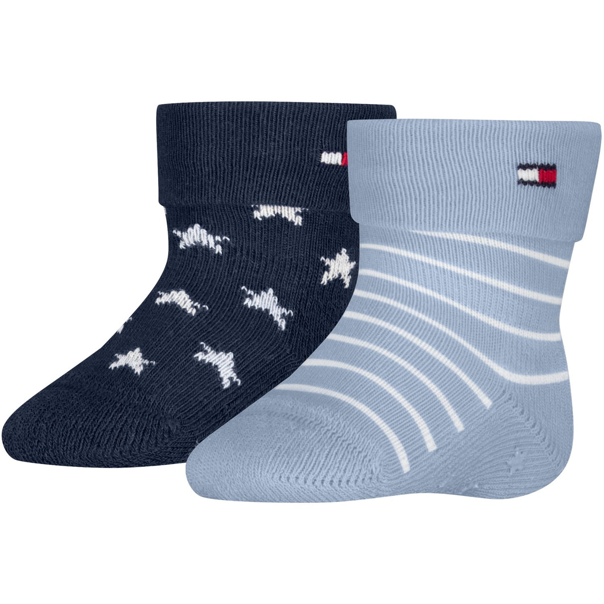 Tommy Hilfiger Light Blue Baby Socks 2-Pack Fold Over Abs