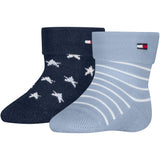 Tommy Hilfiger Light Blue Baby Socks 2-Pack Fold Over Abs