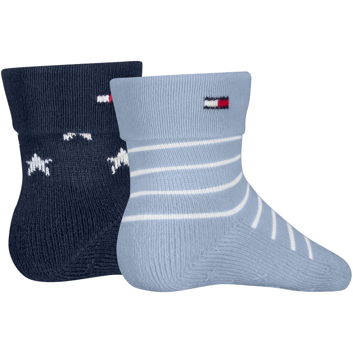 Tommy Hilfiger Light Blue Baby Socks 2-Pack Fold Over Abs