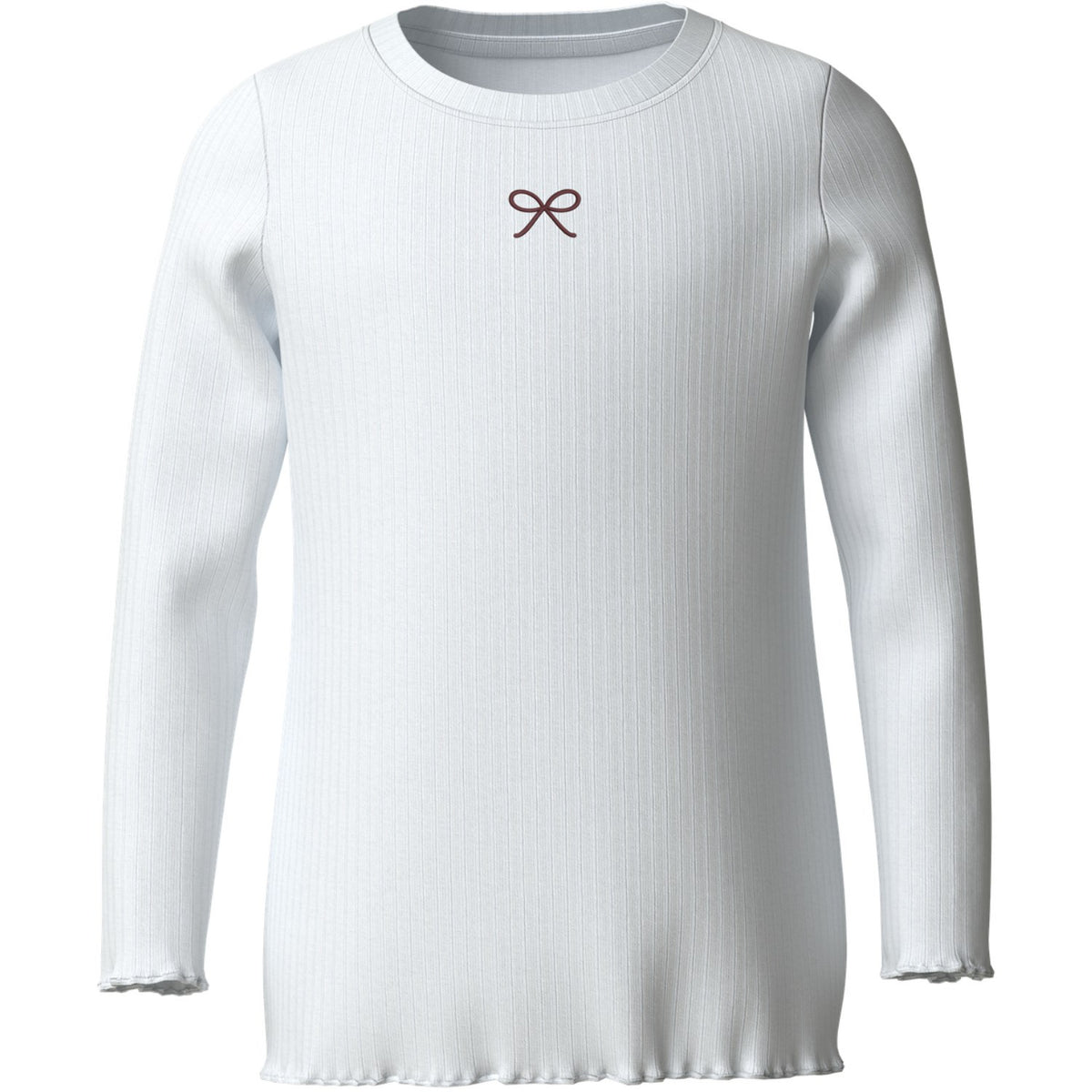 Name It Bright White Bow Embroidery Nkfvemma Glitter Ls Slim Top