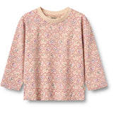 Wheat Magenta Heart Flowers T-Shirt L/S Dixie