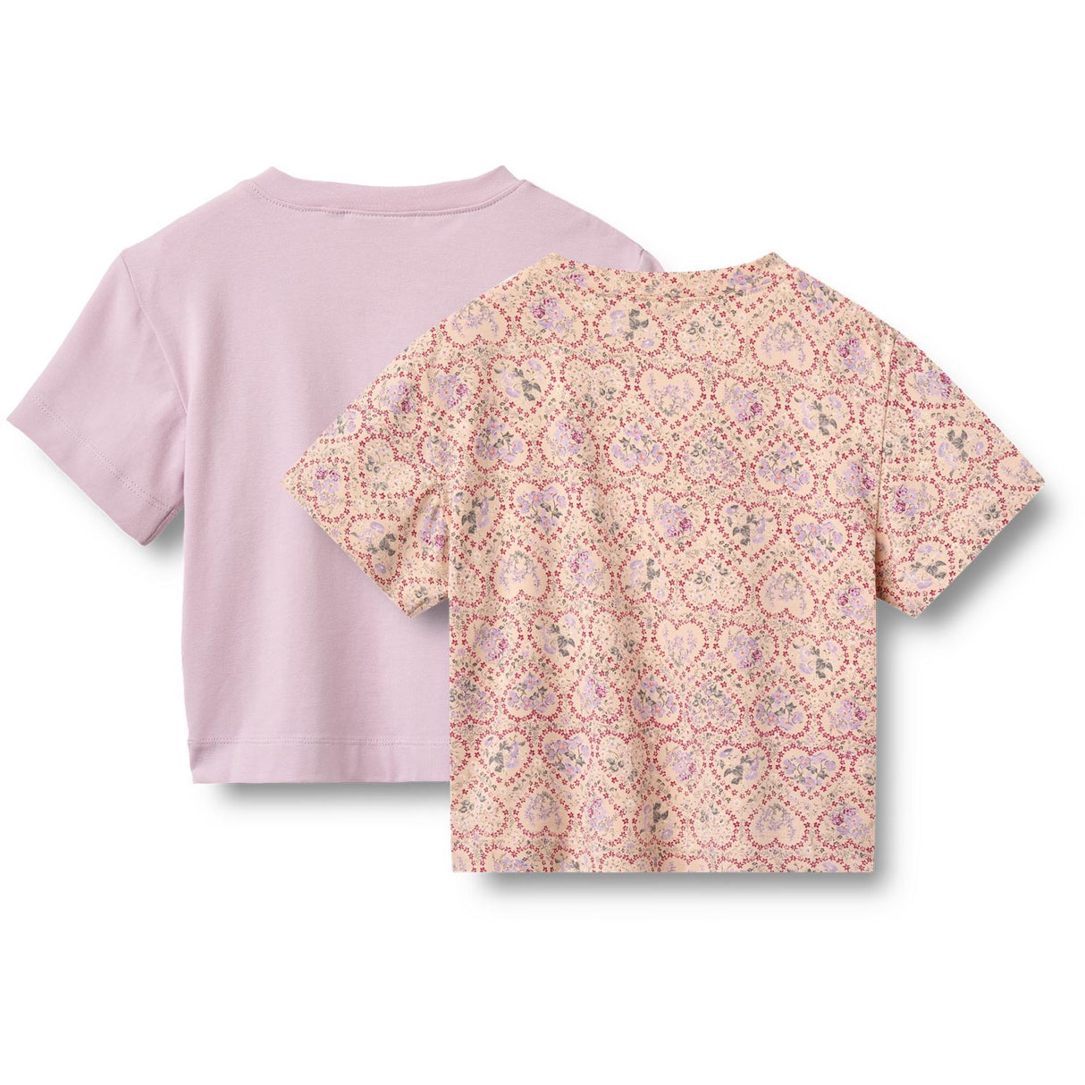 Wheat Magenta Heart Flowers 2 T-Shirt S/S Ella